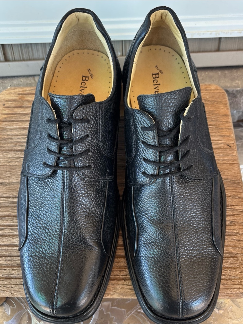 Belvedere Men’s Black Leather Lace-Up Derby Shoes 10 EEE